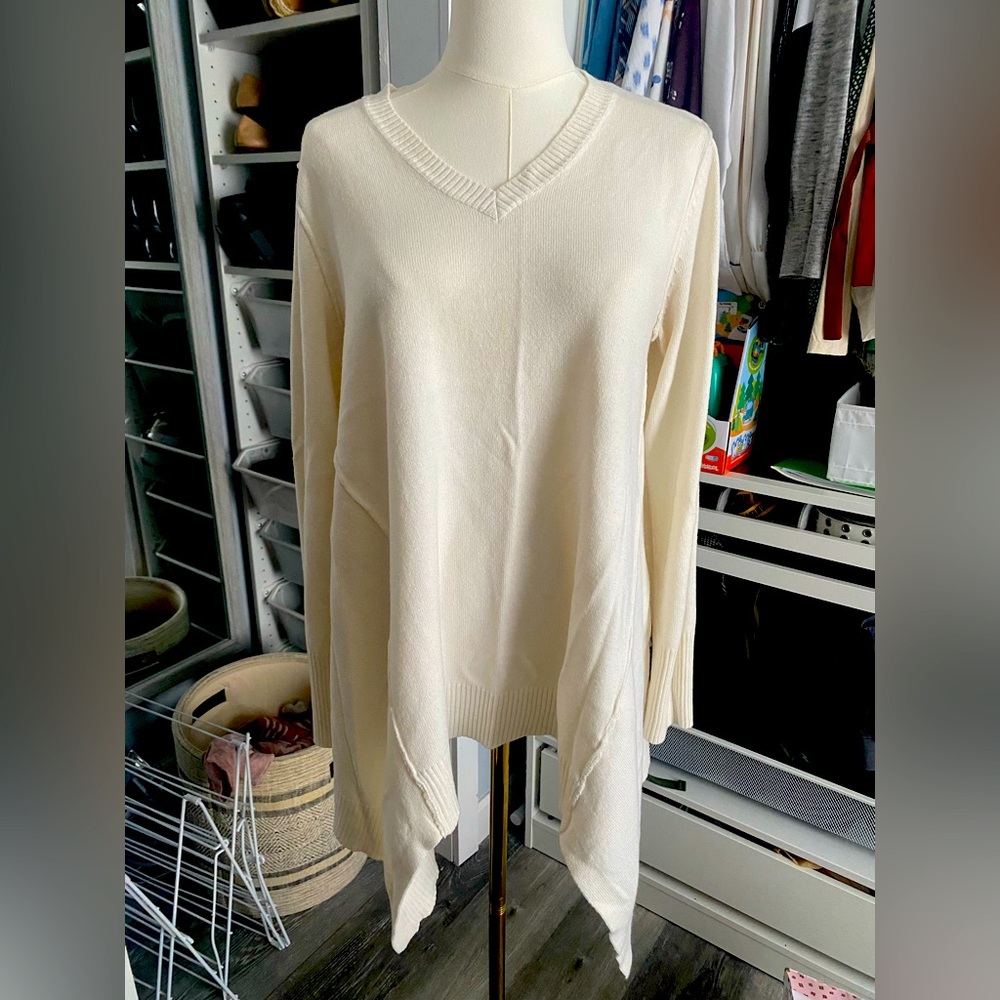 Warm comfy asymmetric sweater, smoke free